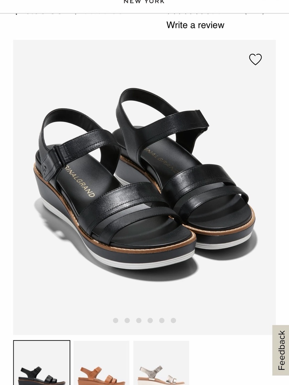 Cole Haan Black Leather Strappy Wedge Sandals
